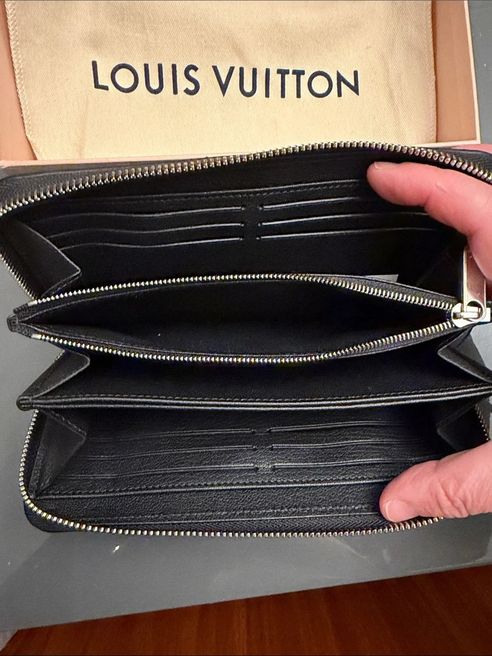Louis Vuitton Black Python Monogram Zip-Around Wallet with White LV Print